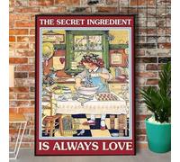Letrero de metal de 15,2 x 20,3 cm con texto en inglés "The Secret Ingredient Is Always Love" (El ingrediente secreto es siempre amor)