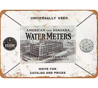 Letrero de metal de 1920 American and Niagara Water Meters de aspecto vintage, divertido letrero de aluminio para decoración del hogar, arte de pared, regalo de 8 x 12 pulgadas