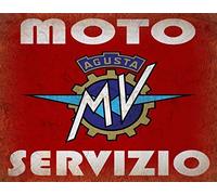 Letrero de metal de 20,3 x 30,5 cm, moda Agusta Servizio Classic Motocicleta Metal Logo Metal Pintura Vintage Letreros de estaño
