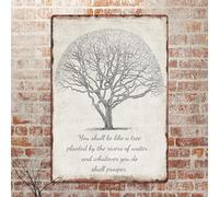 Letrero de metal de 8 x 12 pulgadas, diseño de árbol vintage con texto en inglés "Whatever You Do Shall Prosper"
