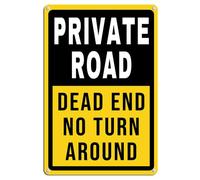 Letrero de metal de aluminio con texto en inglés "Private Road - Dead End No Turn Around 30.5 cm x 40.6 cm, decoración de pared, uso en interiores