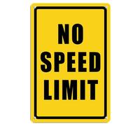 Letrero de metal de aluminio con texto "No Speed Limit" de 5.5 x 8 pulgadas, decoración de pared, uso en interiores y exteriores