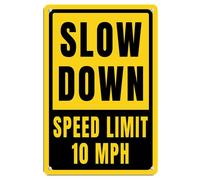 Letrero de metal de aluminio Slow Down Speed Limit 10 MPH de 30,5 x 40,6 cm, decoración de pared, uso en interiores y exteriores