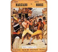 Letrero de metal de aspecto vintage de Rocky Marciano vs. Archie Moore de 1955, divertido letrero de aluminio para decoración del hogar, arte de pared, regalo, 8 x 12 pulgadas