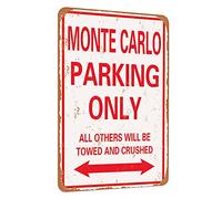 Letrero de metal de aspecto vintage Monte Carlo Parking Only-8 x 12 pulgadas