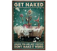 Letrero de metal de esqueleto de sirena para bañera, con texto en inglés "Get Naked Unless You Just Come To Visiting Mermaid Nude Bubble", decoración de pared para el hogar, baño, garaje, club, placa