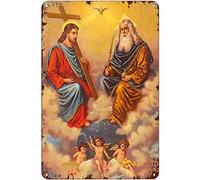 Letrero de metal de estaño con icono de la Santísima Trinidad, católico para el hogar, cocina, cafetería, pub, letrero de decoración de pared, póster de metal, 8 x 12 pulgadas