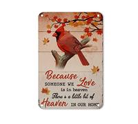Letrero de metal de estaño con texto en inglés "Because Someone We Love Is in Heaven", letrero de aluminio con texto en inglés "Because Someone We Love Is in Heaven", letrero de metal para puerta del