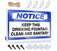 Letrero de metal de estaño con texto en inglés "Keep This Drinking Fountain Clean And Sanitari" para garaje - Colgante personalizable (20 x 30 cm)