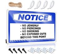 Letrero de metal de estaño con texto en inglés "Notice No Jewerly No Piercings No Exposed Cuts No Smoking" para dormitorio, puerta, bar, carteles (20 x 30 cm)