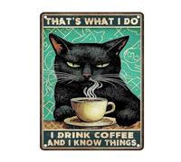 Letrero De Metal De Estaño Gato Eso Es Lo Que Hago Beber Café Cafetería Gracioso Póster Metal Clásico Placa De Pared Póster para Tienda Club Restaurantes 30X20Cm