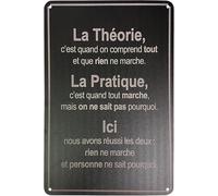 Letrero de metal de estaño La Théorie, C'est quand on comprend Tout et que Rien ne Marche para el hogar, sala de estar, dormitorio, decoración de regalo, bar, cafetería, cocina, decoración de pared,