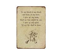 Letrero de metal de estaño retro con texto en inglés "Scottish Wedding Vows Ye Are Blood of My Blood and Bone of My Bone" de 8 x 12 pulgadas, cartel de metal en relieve, letreros vintage de aluminio