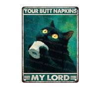 Letrero De Metal De Estaño Servilletas De Tu Trasero De Gato, Mi Señor Nostálgico Cartel De Placa Interior Placa De Pared Póster para Patio Sala De Estar Playa 30X20Cm