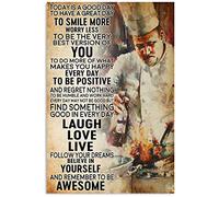 Letrero de metal de estilo retro con texto en inglés "Chef Art Today Id A Good Day To Have A Great Day To Smile More Worry Less Metal Funny Retro Mural Vintage Metal Sign Poster 8 x 12 pulgadas