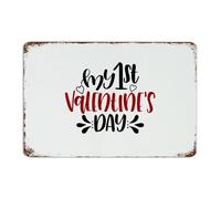Letrero de metal de granja para decoración de pared de mi primer día de San Valentín, letreros de aluminio para porche, patio, hombres, póster artístico, regalo para baño, 12 x 18 pulgadas