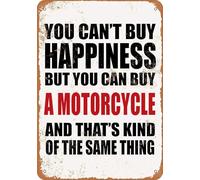 Letrero de metal de motocicleta con texto en inglés "You Can't Buy Happiness But You Can Buy Motorcycle Wall Art Garage Signs For Man Cave, 30 x 40 cm