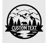 Letrero de metal de oso personalizado, arte de pared de metal de oso, arte de pared de naturaleza, letreros personalizados con nombre de cazador, arte de pared de vida silvestre, letrero de metal de