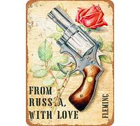 Letrero de metal decorativo de 1957 de James Bond from Russia with Love Book, aspecto vintage, 8 x 12 pulgadas, decoración de pared de aluminio para el hogar