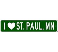 Letrero de metal decorativo para pared con el límite de la ciudad de St. Paul, Minnesota: Me encanta St. Paul, Minnesota.