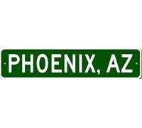 Letrero de metal decorativo para pared que indica el límite de la ciudad de Phoenix, Arizona.