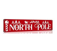 Letrero de metal del Polo Norte, letrero de estaño de metal de calle, letrero de Navidad, decoración de pared vintage para el hogar, bar, cocina, cafetería, bar, granja, letrero de arte de pared de 4