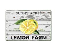 Letrero de metal desgastado con texto en inglés "Pick Your Own Lemon Farm", placa de estaño para el Día de los Veteranos, árbol maduro, elegante, decoración divertida para exteriores e interiores