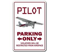 Letrero de metal divertido con diseño de piloto de avión Cessna Fly Beechcraft Aviation de 20 x 30 cm