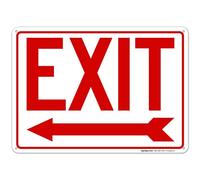 Letrero de metal divertido con la flecha izquierda con texto en inglés "Exit with Left Arrow", 20 x 30,5 cm