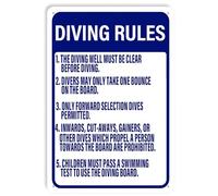 Letrero de metal divertido con reglas de buceo, con texto en inglés "The Diving Well Must Be Clear Before Buce", decoración de pared para el hogar, piscina, interior y exterior, 8 x 12 pulgadas