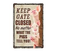 Letrero de metal divertido con texto en inglés "Keep Gate Closed", regalo para patos, decoración del hogar, póster decorativo para pared, cartel de estaño, póster de metal de 8 x 12 pulgadas (n.º 365)