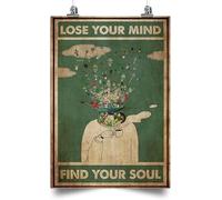 Letrero de metal divertido con texto en inglés "Lose Your Mind Find Your Soul Retro Metal Sign Vintage Funny Garden Home Wall Decor 20.3x30.5 cm