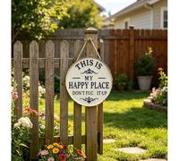 Letrero de metal divertido de jardín de 8/12/16 pulgadas con texto en inglés "This Is My Happy Place Don't F It Up", divertido letrero de metal para jardín, decoración vintage, decoración estética de