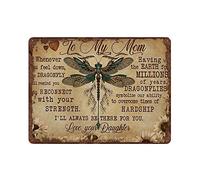 Letrero de metal divertido Dragonfly Premium para decoración de pared Madre con hija Letrero de metal divertido Dragonfly para mi mamá Ama a tu hija Regalo para la familia Hogar Decoración de pared 1