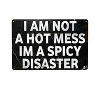 Letrero de metal divertido para decoración de casa, 20 x 30 cm, con texto en inglés "I'm Not A Hot Mess I'm A Spicy Disastre", regalos para la casa