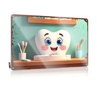 Letrero de metal divertido y divertido con texto en inglés "Man Cave And Decor Happy Tooth Brushing Adventure In The Bath" (30 x 40 cm)