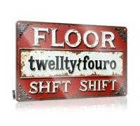 Letrero de metal divertido y oxidado: piso veinticuatro turnos, letrero de estaño divertido para decoración del hogar, letreros de estaño divertidos vintage (20 x 30 cm)