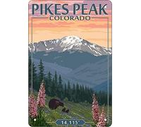 Letrero de metal duradero - 8 x 12 pulgadas Pikes Peak Colorado Bear decoración de pared uso interior/exterior, gran regalo y decoración vintage rústico, impresión artística en casa, póster de