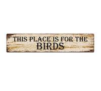 Letrero de metal "Este lugar es para los pájaros", letreros vintage, letreros de hojalata retro, placa artística de aluminio para dormitorio, cocina, jardín, pared, pub, club, café, letrero colgante,