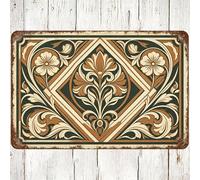 Letrero de metal floral vintage de la catedral europea, 8 x 12 pulgadas, decoración de pared victoriana, placa rústica antigua para el hogar, sala de estar, regalo para los amantes de la historia y la