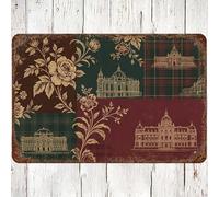 Letrero de metal floral vintage de la catedral europea, 8 x 12 pulgadas, decoración de pared victoriana, placa rústica antigua para el hogar, sala de estar, regalo para los amantes de la historia y la