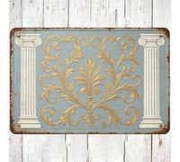 Letrero de metal floral vintage de la catedral europea, 8 x 12 pulgadas, decoración de pared victoriana, placa rústica antigua para el hogar, sala de estar, regalo para los amantes de la historia y la