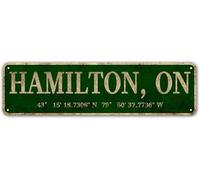 Letrero De Metal Hamilton, Canadá: Ciudades Canadienses: Las Mejores Ideas Retro Placas Metálicas Divertido Cartel De Metal para Casa Campo Garaje Hogar 20X30Cm