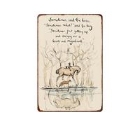 Letrero De Metal Hierro De Inspiración con Niño, Topo, Zorro Y Caballo 20X30Cm Letrero De Estaño Pared Letreros Metalicos Carteles De Metal para Biblioteca Jardín Habitación