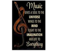 Letrero de metal "La música da alma al universo" para amantes del violín, decoración vintage de estudio musical, vuelo a la imaginación y vida a todo, póster de hojalata, decoración de pared para club