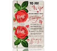 Letrero De Metal Letrero De Estaño Sala De Estar Letreros Metalicos para Puerta Ventanas 20X30Cm para Mi Esposa Nunca Olvides Que Te Amo Regalos De San Valentín para Esposa De Parte De Esposo