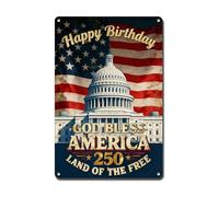Letrero de metal Letrero de hojalata Arte de pared vintage Premium Conmemorativo 250 aniversario Bandera del Capitolio para espectáculos de fuegos artificiales del 4 de julio Letrero divertido NATI p