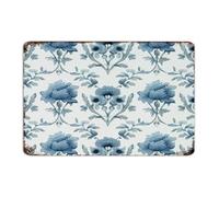 Letrero de metal moderno y elegante con diseño de flor mogol en color azul, para decoración de pared, para valla, hogar, sala de estar, arte chino tradicional, regalo para dormitorio, 8 x 12 pulgadas