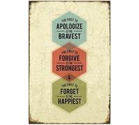Letrero de metal motivacional positivo, pequeños recordatorios para decoración de pared, disculpa, perdona, olvida, regalo inspirador para niños, adolescentes, mujeres, hogar, oficina, dormitorio, ca