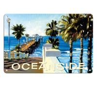 Letrero De Metal Muelle De Oceanside Beach, California Resistente Al Desgaste Y Duradero Cartel De Metal No Se Oxida Fácilmente Chapas Metalicas para Aseo Garaje Casa Campo 20X30Cm